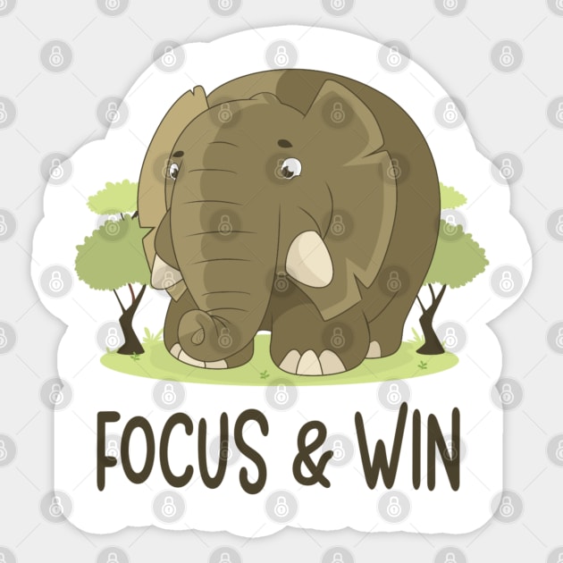 Focus And Win - Elephant Lover Motivational Quote Sticker by Animal Specials